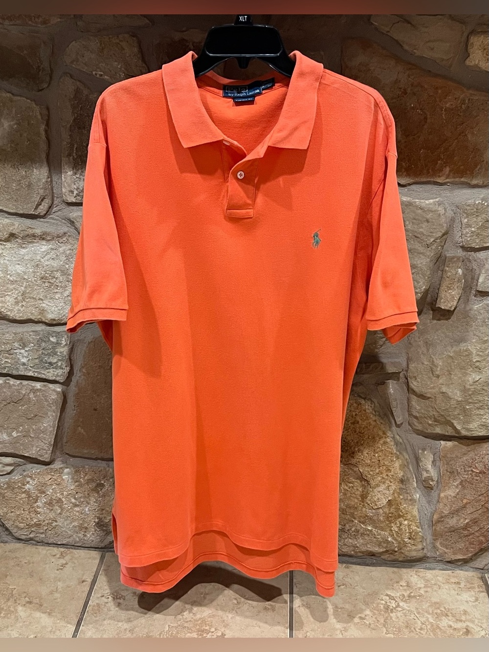 Polo Ralph Lauren Shirt Orange Men's Big XXL Pony Logo Pullover 100% Cotton